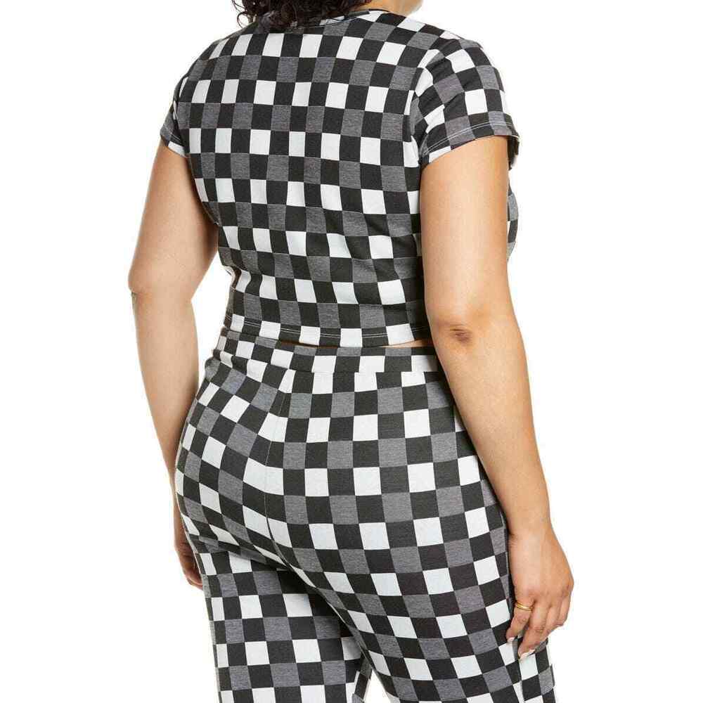 BP. Cutout Crop Tee In Black- White Gingham plus size 1X - Picture 8 of 15